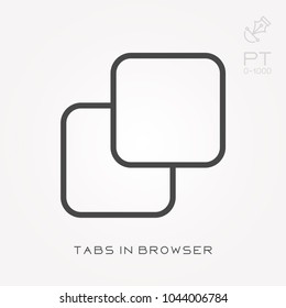 Line icon tabs in browser