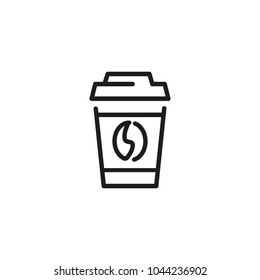 Line icon of take away coffee cup. Coffee shop, beverage, morning. Coffee concept. Can be used for topics like food and drink, unhealthy eating, cafe