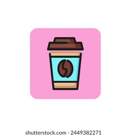 Line icon of take away coffee cup. Coffee shop, beverage, morning. Coffee concept. Can be used for topics like food and drink, unhealthy eating, cafe