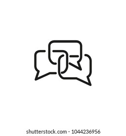 Line icon of talk bubbles. Chatting, forum, online discussion. Networking concept. Can be used for topics like communication, internet, application