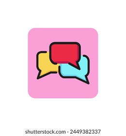 Icono de línea de las burbujas de conversación. Conversación, foro, discusión en línea. Concepto de red. Se puede utilizar para temas como la comunicación, Internet, aplicación