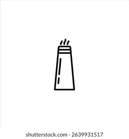 A line icon of a tall industrial chimney or smokestack. Monochrome symbol for factories and power plants, isolated on a white background.