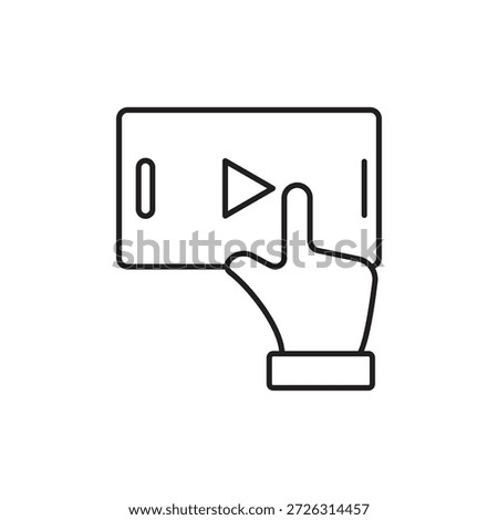 Line icon of tapping play in landscape smartphone mode.
