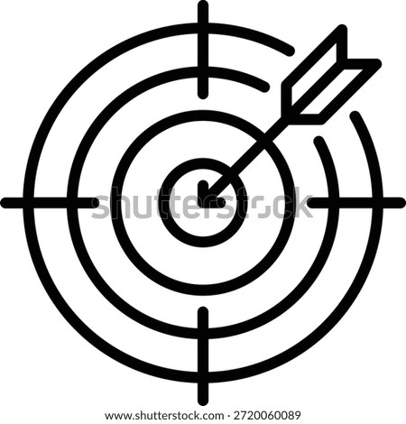 Line icon of target with arrow representing accurate market targeting.