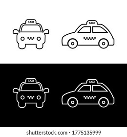 Line icon of a taxi. Basic transport icon in black and white color.