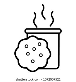 Line icon tea with biscuits
