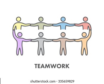 Line icon teamwork. Vector symbol for web and site
