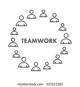 Line icon teamwork. Vector symbol for web and site