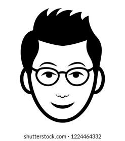 
Line icon of teenage avatar, boy face
