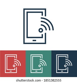 Line icon telephone with internet