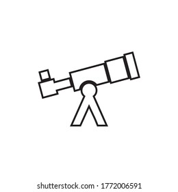 Liniensymbol-Teleskop-Design-Vektorgrafik einzeln auf weißem Hintergrund