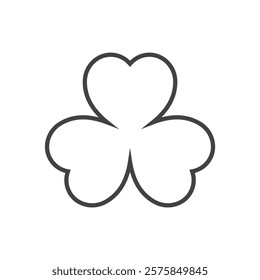 line icon three leaf shamrock icon isolated on white background