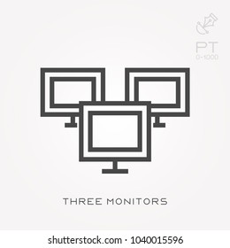 Line icon three monitors