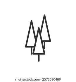 Line icon of three pine trees. Vector illustration