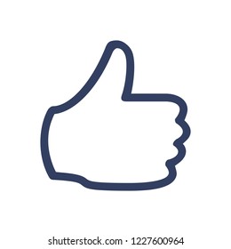 Line icon thumb up isolated on white background. Vector illustration.