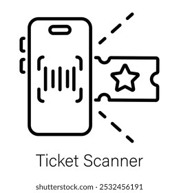 A line icon of ticket scanner 