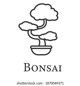 Line icon with titles. Line icon of bonsai 