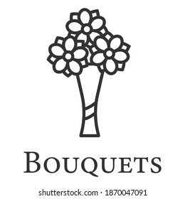 Line icon with titles. Line icon of bouquet