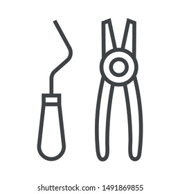 Line icon tool dentist. Simple vector illustration with ability to change.