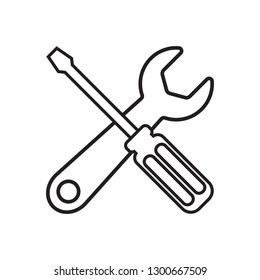 Line icon tools isolated on white background. Vector illustration.
