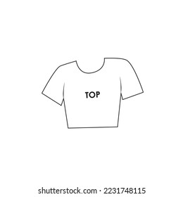 Icono de línea Ilustración del vector de camisetas superior. Contorno simple icono vector Girl's Bustier aislado en fondo blanco. Esbozo de la camiseta superior para chicas. Icono del símbolo de la camiseta femenina de dibujo manual