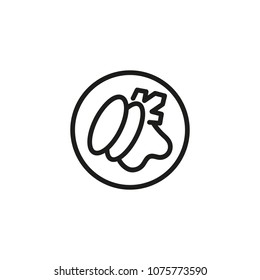 Line icon of top view of plate with cutlets and ragout. Dinner, meal, lunch. Dish concept. For topics like food, menu, cooking