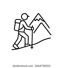 Icono de línea turista en el Vector de las montañas sobre fondo blanco
Icono de línea de Vector sobre fondo blanco