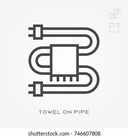 Line icon towel on pipe