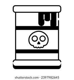 Un icono de línea de residuos tóxicos 