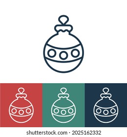 Line icon toy on Christmas tree with circles