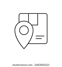 Icono de línea para rastrear la entrega o la ubicación de una tienda en un mapa.