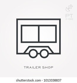 Line icon trailer shop