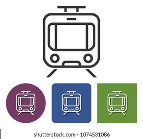 Line icon of tram in different variants