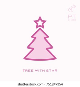 Line icon tree with star