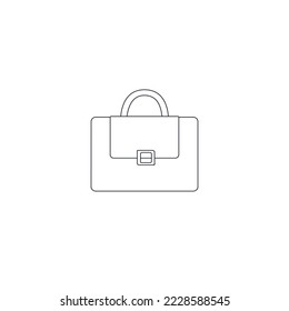Line icon Trendy Woman's Bag, Linear Handbag Vector illustartion. Outline Drawing handbag for women Outline icon isolated on white background. Fashionable Bag for Girls Vector