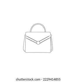 Line Icon Trendy Woman's Bag, Handbag Outline Vector illustartion. handbag for woman linear icon isolated on white background. Fashionable Bag for Girls Vector outline icon