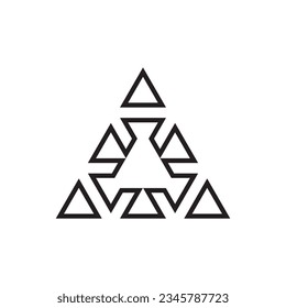 line icon triangle geometric shape isolated on white background.