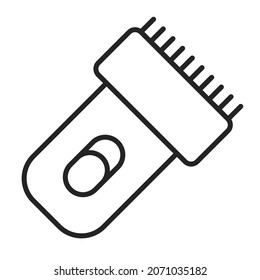 Icono de línea de un vector de recorte aislado. Herramienta de afeitado eléctrico, equipo de peinado profesional. El afeitador de pelo. Signo de Clipper.