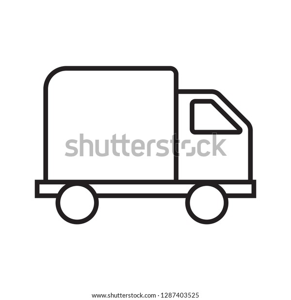 Line icon truck isolated on white\
background. Vector\
illustration.