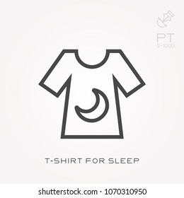 Line icon t-shirt for sleep