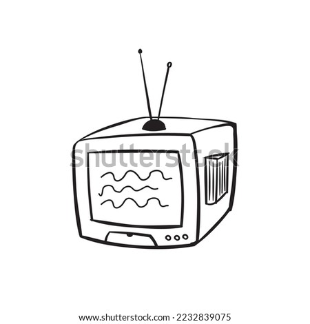 Line icon TV outline drawing retro television linear icon vintage tv hand drawing TV box sketching of television silhouette of tv