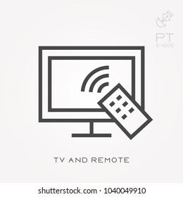 Line icon TV and remote