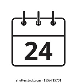 Line icon the twenty-fourth day on the calendar isolated on white background. Vector illustration.