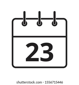 Line icon the twenty-third day on the calendar isolated on white background. Vector illustration.