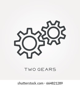 Line icon two gears