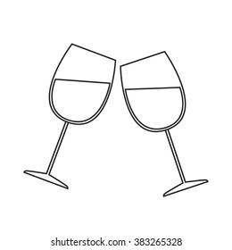 Line icon two glasses of wine. Vector illustration.