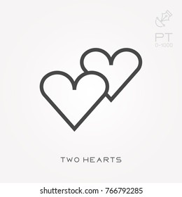Line icon two hearts
