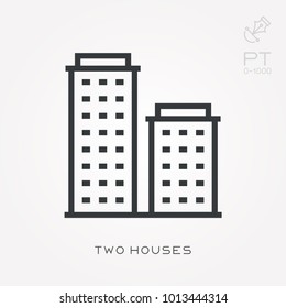 Line icon two houses