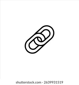 A line icon of two interconnected heavy-duty industrial chain links. Monochrome symbol for strength and connection, isolated on a white background.