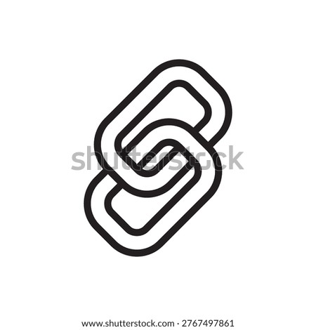 Line icon of two interlocking chain links representing website hyperlinks, backlinks, and digital connectivity.